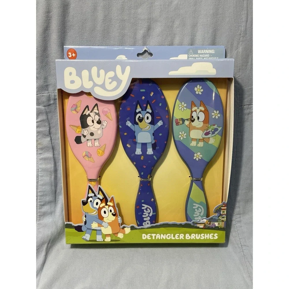 NEW Ludo Disney Bluey -3 Set of Detangler Hair Brushes - Bluey Bingo & Muffin